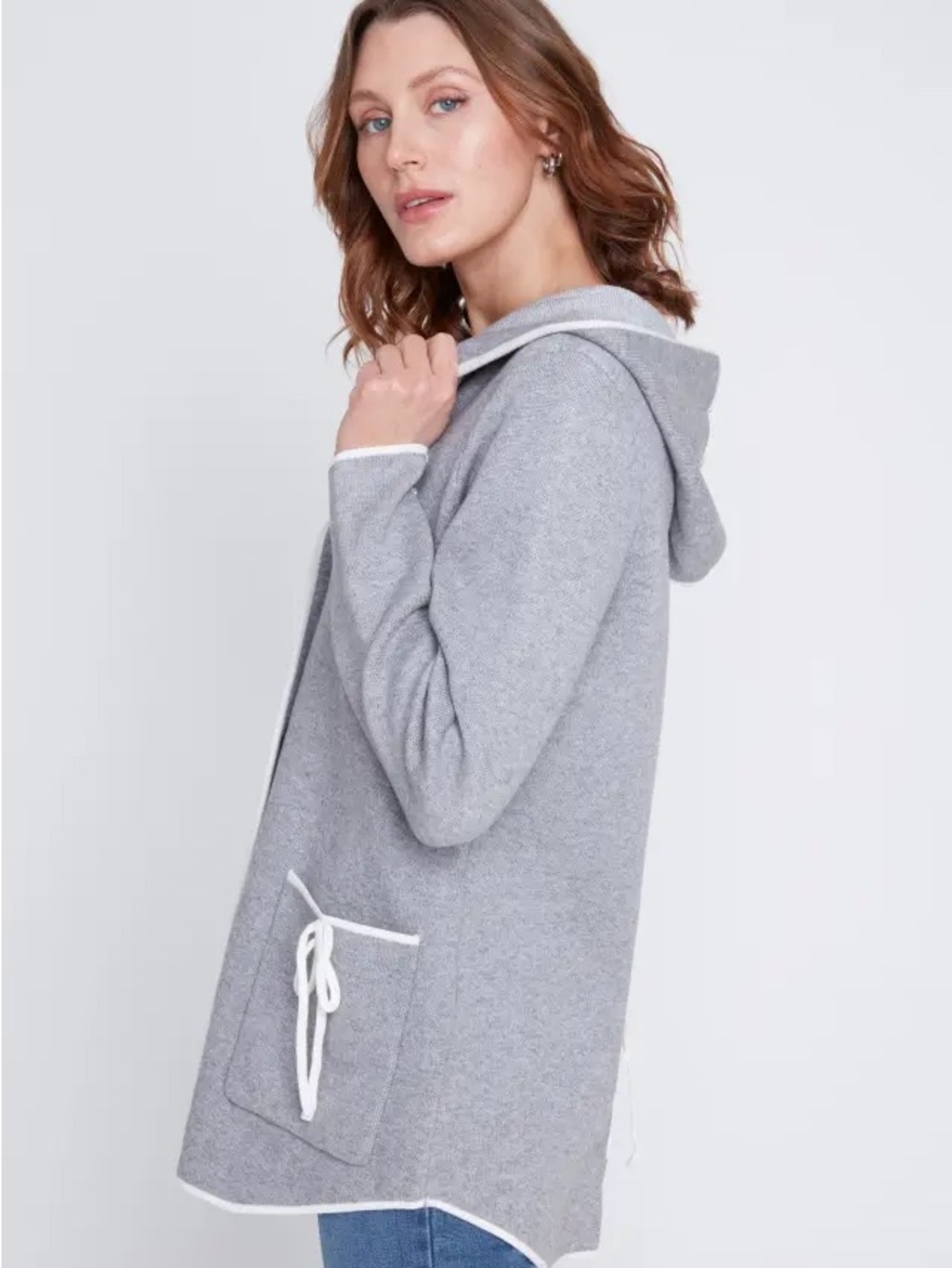 Jac Dale hooded grey cardigan with tie up details - Picture 10 of 10